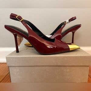 Elegant Burgundy and Gold Women's Heels